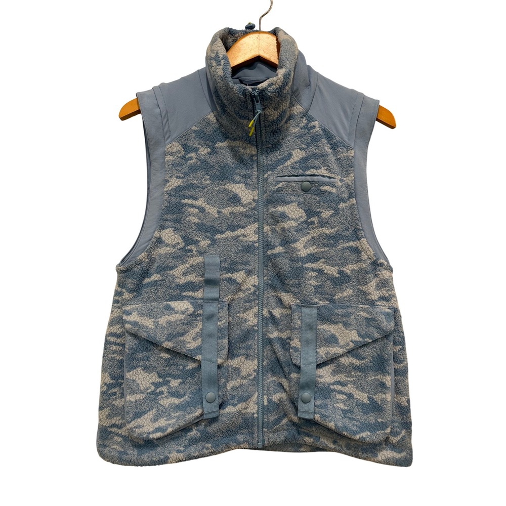 Outdoor Voices MegaFleece Utility Vest Blue Camo Women Medium Outer Layer